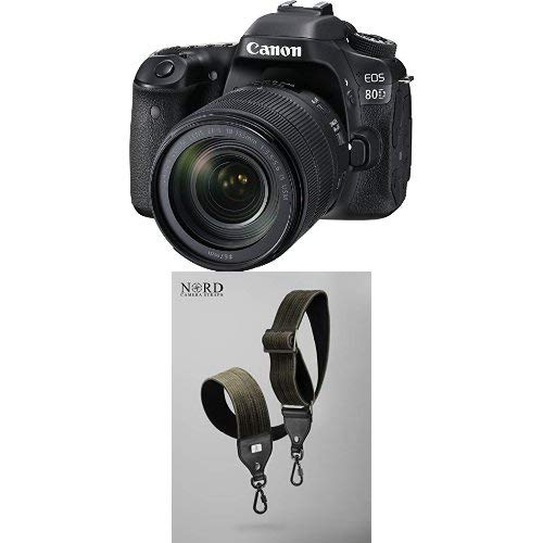 Canon EOS 80D Digital SLR Kit with EF-S 18-135mm f/3.5-5.6 Image Stabilization USM Lens (Black) with Universal Camera Strap with Quick Release System