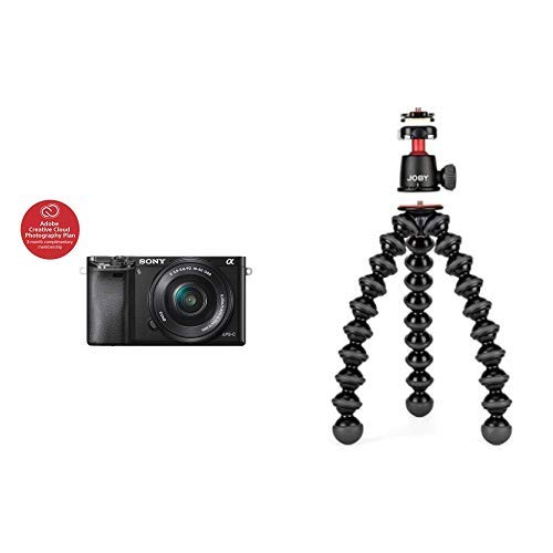 Sony Alpha a6000 Mirrorless Digitial Camera 24.3MP SLR Camera with 3.0-Inch LCD (Black) with JOBY GorillaPod 3K Kit. Compact Tripod 3K Stand and Ballhead 3K