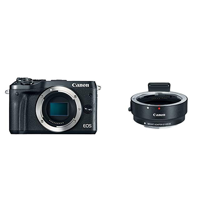 Canon EOS M6 Body (Black) + Canon EOS M Mount Adapter