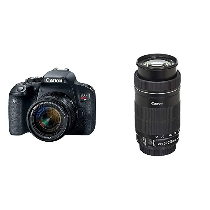 Canon EOS REBEL T7i EF-S 18-55 IS STM Kit + EF-S 55-250 f/4-5.6 IS STM Lens
