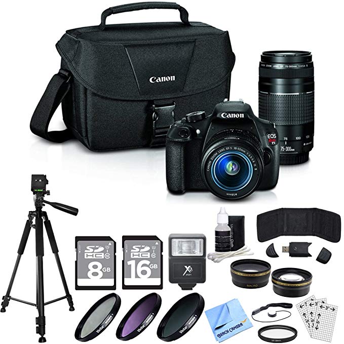 Canon EOS Rebel T5 18MP DSLR Camera EFS 18-55mm & EF 75-300mm Four Lens Ultimate Bundle