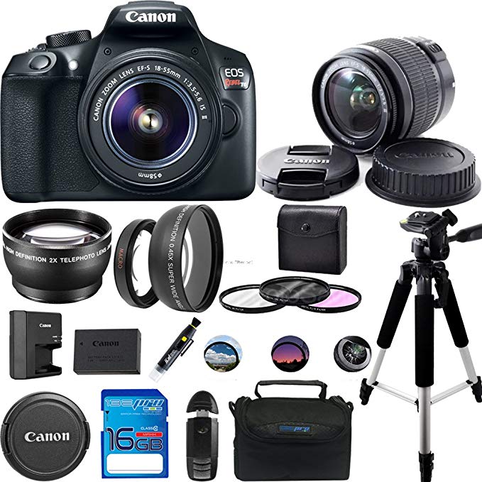 Canon EOS 1300D/Canon EOS Rebel T6 DSLR Camera w/ EF-S 18-55mm f/3.5-5.6 IS II Lens - Expo Accessories Bundle